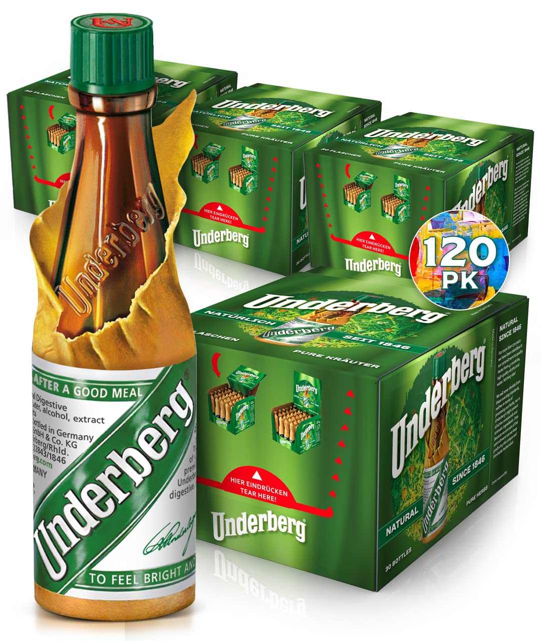 Underberg 120-Bottle Full Case — 4x30 Bottle Convenience Pack BritishVita | Premium UK Vitamins & Wellness Supplements
