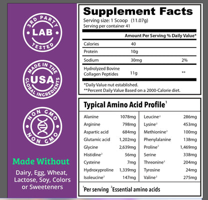 Dr. Matthew Hydrolyzed Collagen Peptides Powder – Unflavored, Grass-Fed, Type 1 & 3 (Hair, Skin, Joints)