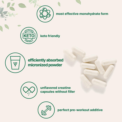 Creatine Monohydrate 5,000mg | 500 Caps - Micronized, Unflavored, Keto