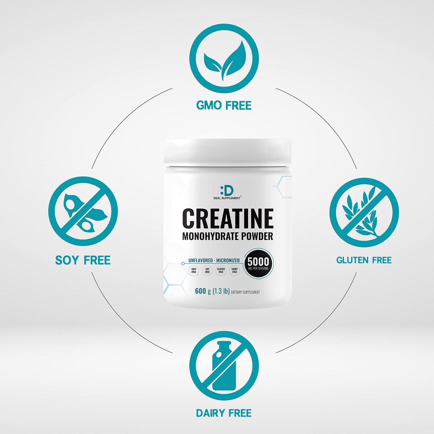 Instant Creatine Monohydrate Powder – 5g Serving, 120 Servings | Micronized, Unflavored, Fast Absorbing