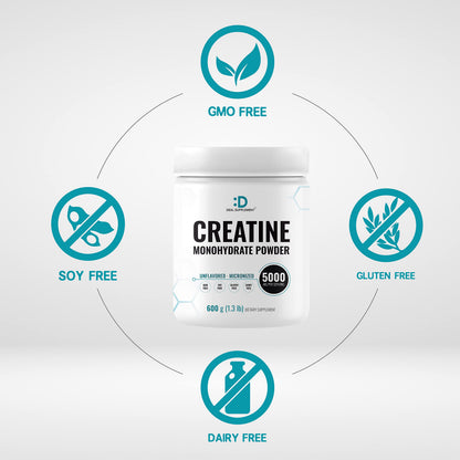 Instant Creatine Monohydrate Powder – 5g Serving, 120 Servings | Micronized, Unflavored, Fast Absorbing