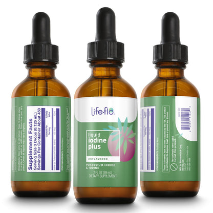 Life-flo Liquid Iodine Plus 150 mcg – Thyroid Support, Unflavored Drops, 2 fl oz