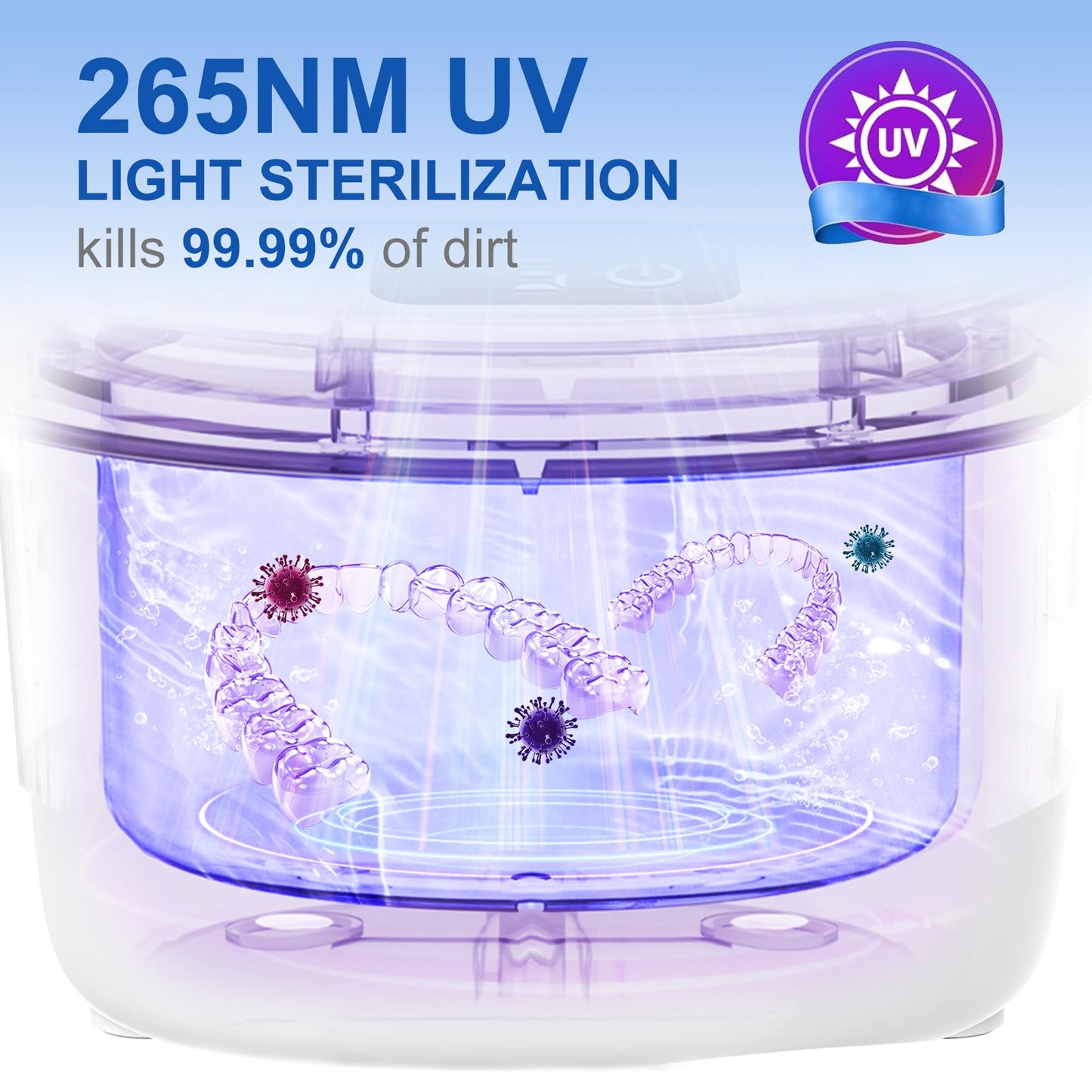 UNICHERRY Ultrasonic Retainer Cleaner – 45kHz for Dentures & Aligners