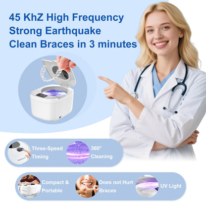 UNICHERRY Ultrasonic Retainer Cleaner – 45kHz for Dentures & Aligners