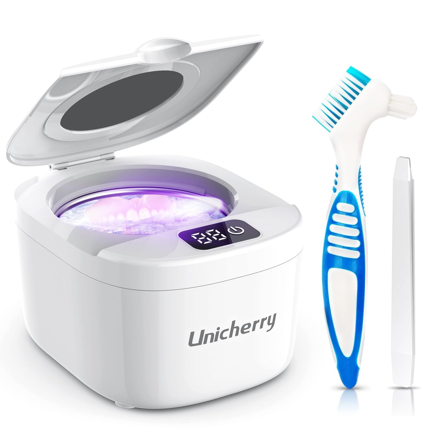 UNICHERRY Ultrasonic Retainer Cleaner – 45kHz for Dentures & Aligners
