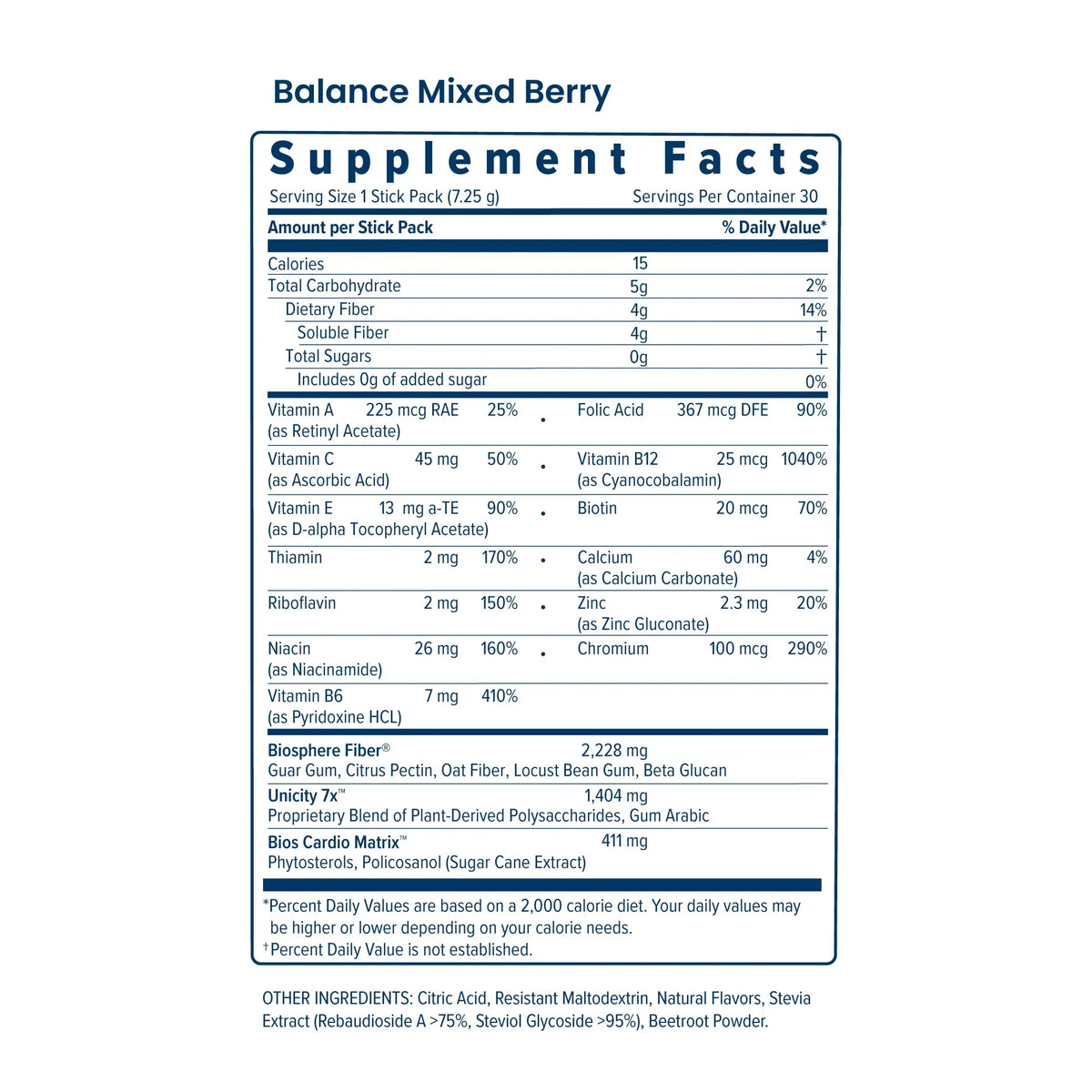 Unicity Balance Mixed Berry Stick Packs – Pre Meal Fiber Drink (30 Count) BritishVita | Premium UK Vitamins & Wellness Supplements