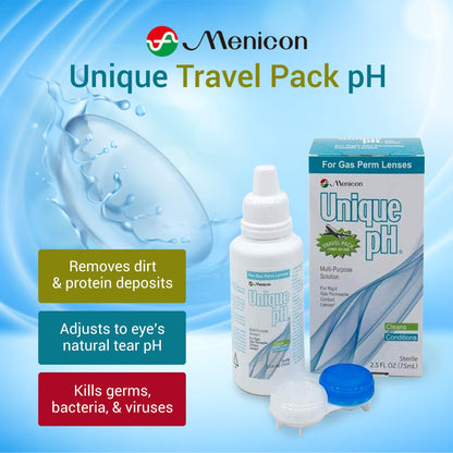 Unique pH Travel Pack – Multipurpose Solution for RGP Lenses, 2.5 fl oz