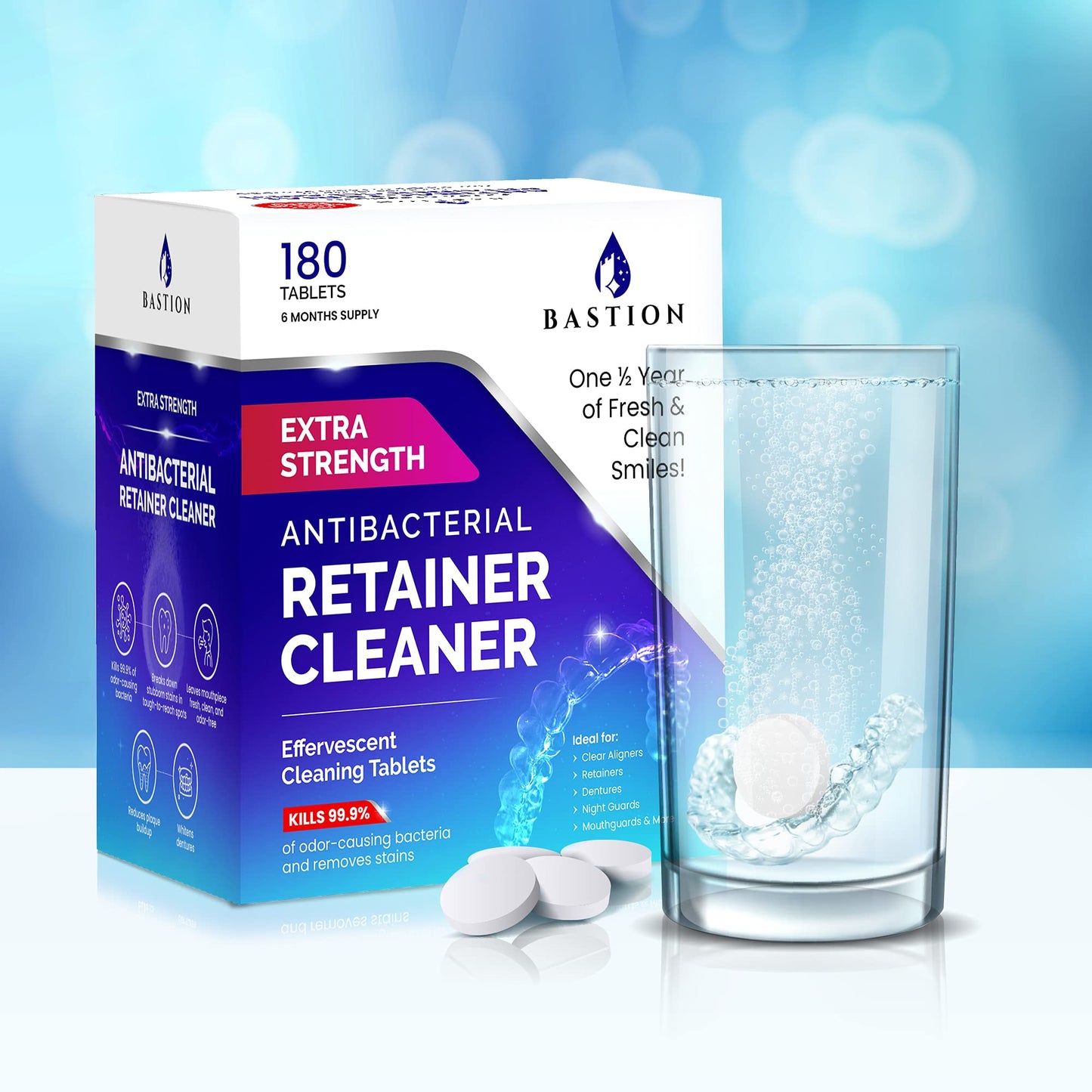 Retainer & Denture Cleaner | 180 Tablets for Aligners & Night Guards