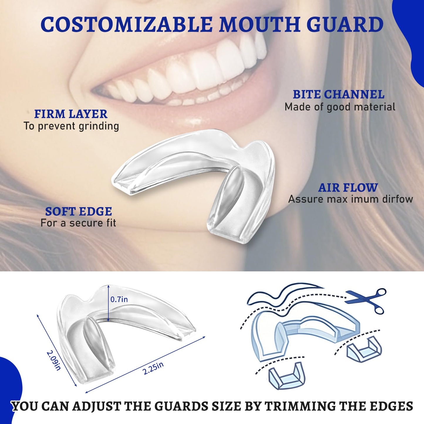 Night Guard for Teeth Grinding – BPA-Free Mouth Guard (4 Pack, 2 Sizes)