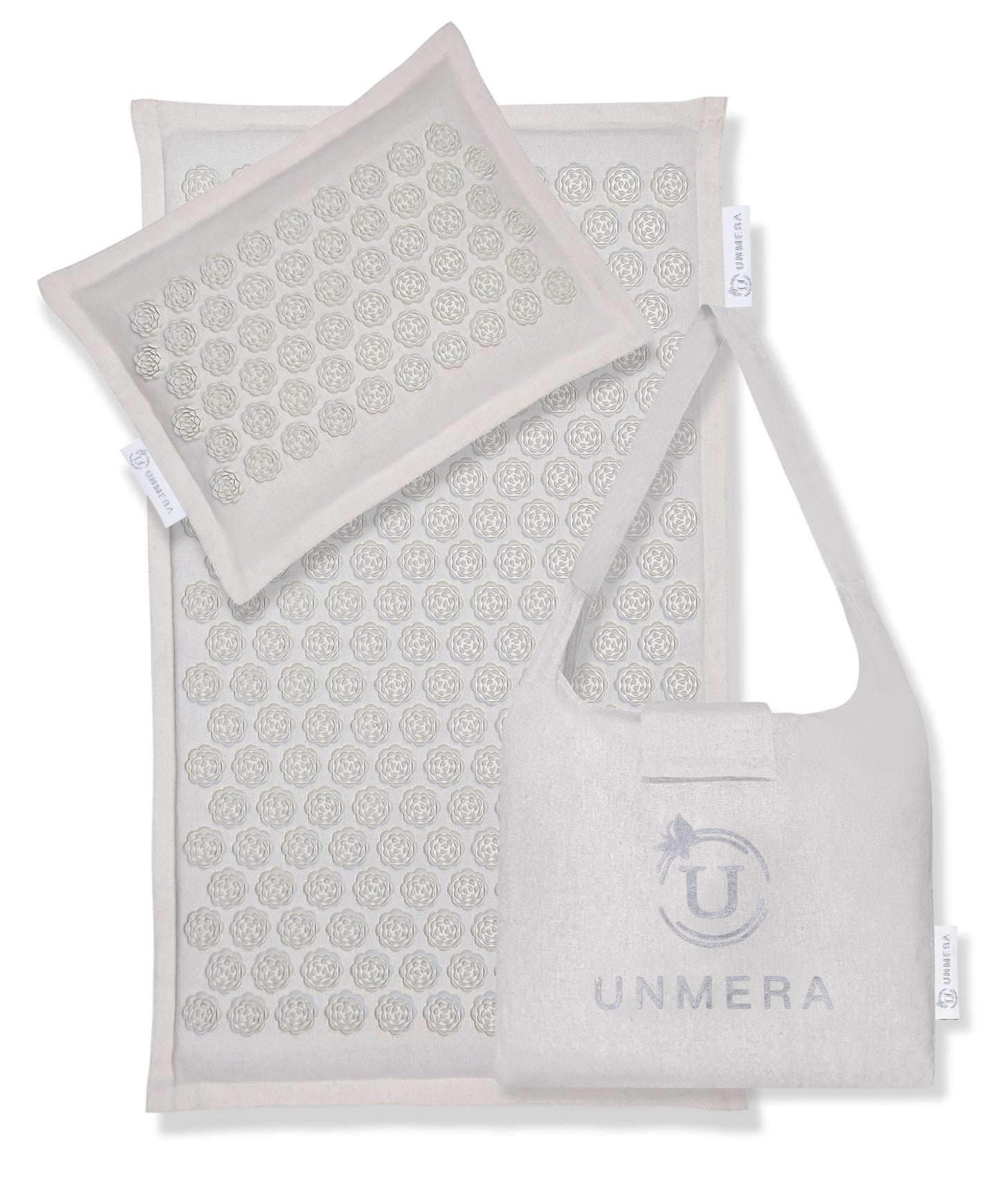 UNMERA Acupressure Mat & Pillow Set - Natural Linen & Coconut Fiber for Pain Relief