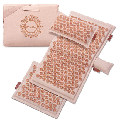 UNMERA Acupressure Mat & Pillow Set – Linen & Coconut Fiber Pain Relief