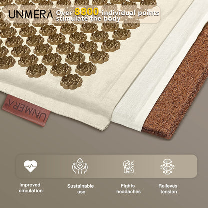 UNMERA Acupressure Mat & Pillow Set – Natural Linen & Coconut Fiber Filling
