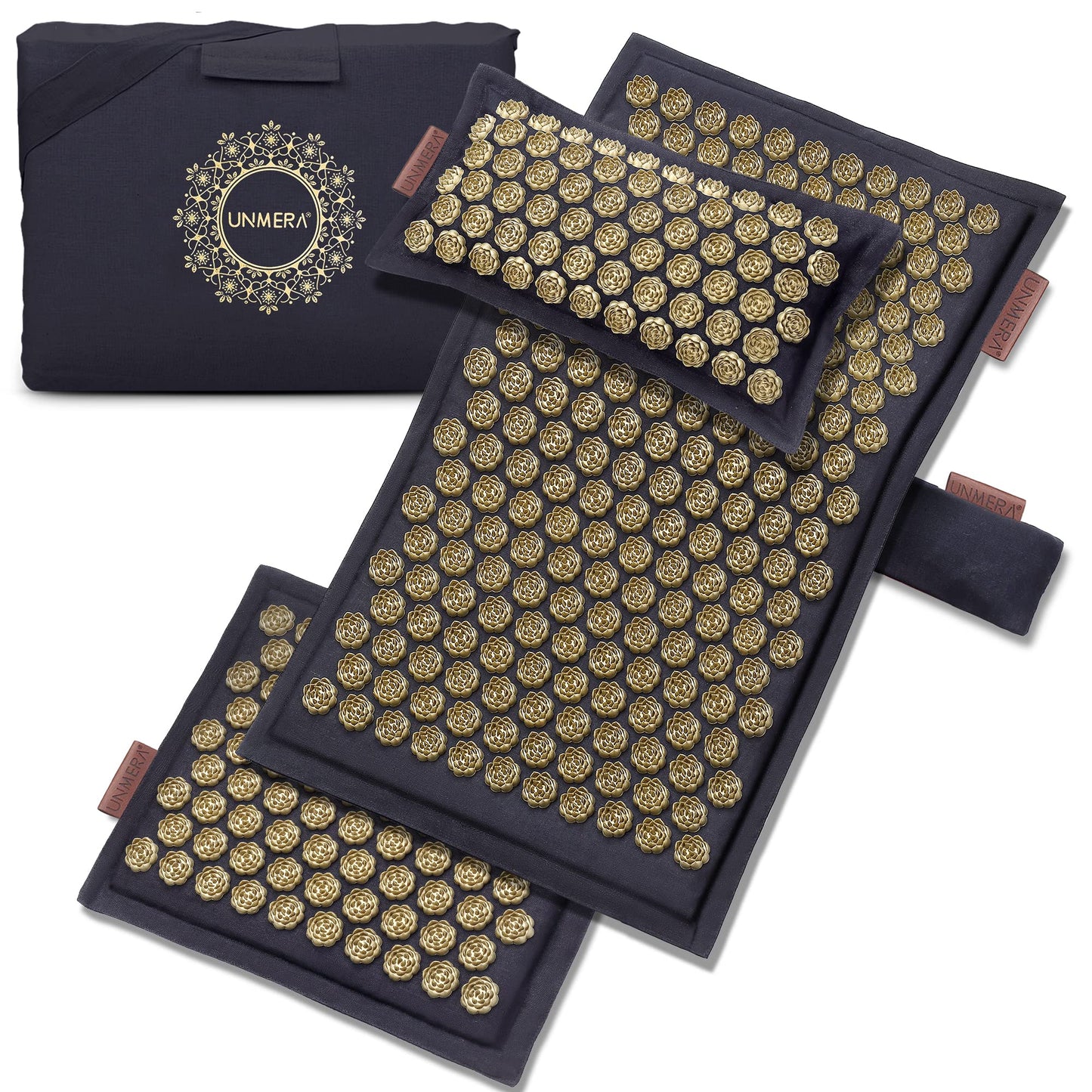 UNMERA Acupressure Mat & Pillow Set - Natural Linen & Coconut Fiber Filling for Back & Neck Pain Relief