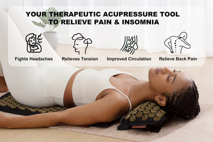 UNMERA Acupressure Mat & Pillow Set - Natural Linen & Coconut Fiber Filling for Back & Neck Pain Relief