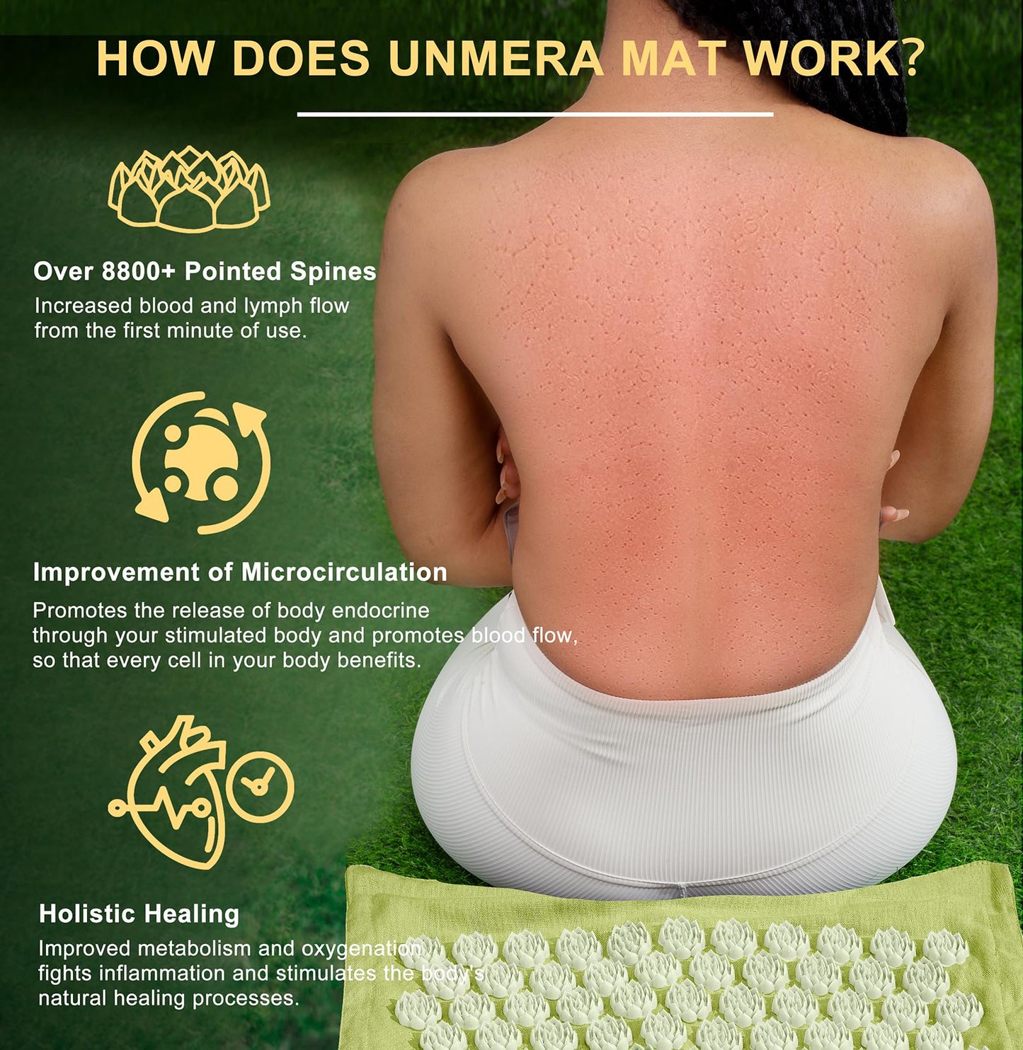 UNMERA Acupressure Mat & Pillow Set – Natural Linen & Coconut Fiber