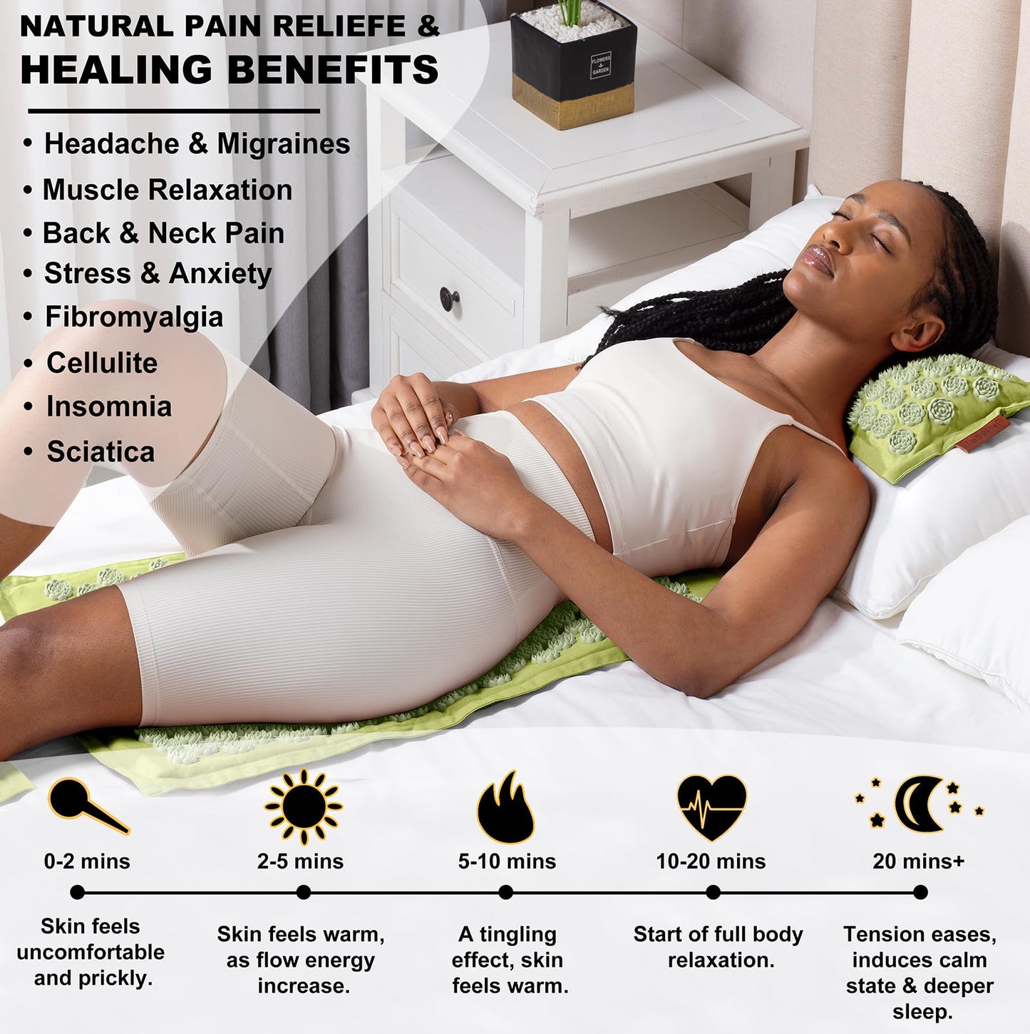 UNMERA Acupressure Mat & Pillow Set – Natural Linen & Coconut Fiber
