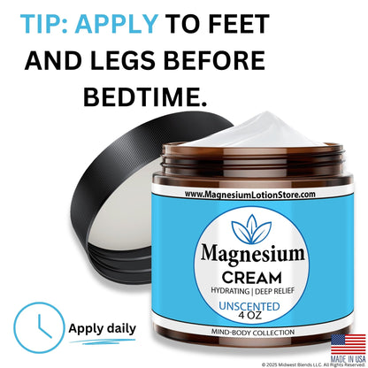 Unscented Magnesium Lotion – Sleep, Muscle Relaxation & Leg Cramps Relief