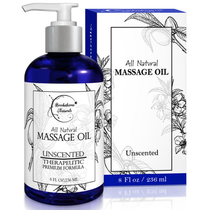 Unscented Massage Oil – 100% Natural Carrier Blend (Sweet Almond, Grapeseed & Jojoba) | Brookethorne Naturals