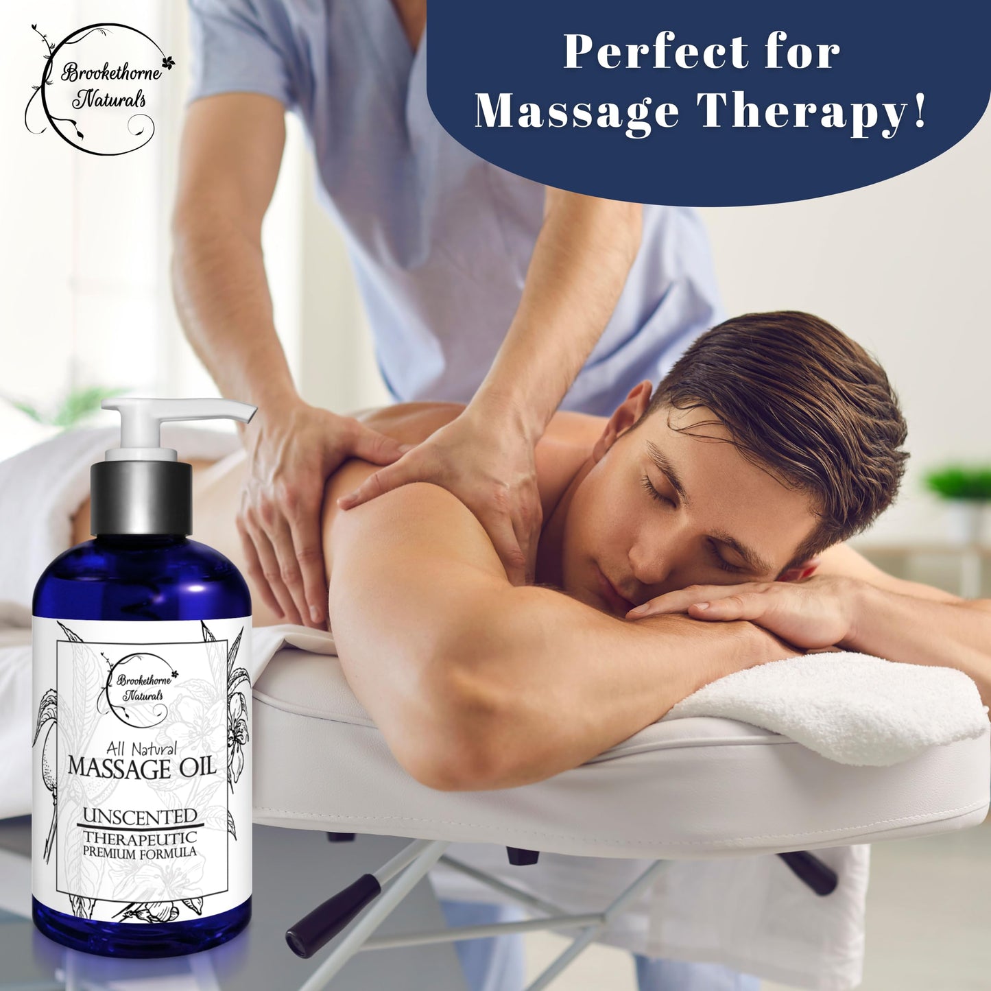 Unscented Massage Oil – 100% Natural Carrier Blend (Sweet Almond, Grapeseed & Jojoba) | Brookethorne Naturals