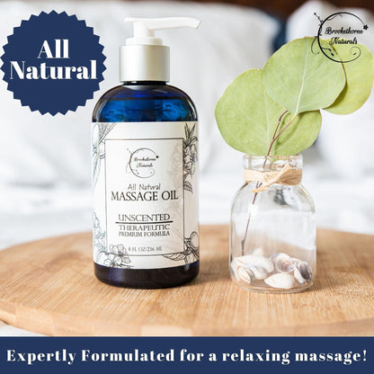 Unscented Massage Oil – 100% Natural Carrier Blend (Sweet Almond, Grapeseed & Jojoba) | Brookethorne Naturals