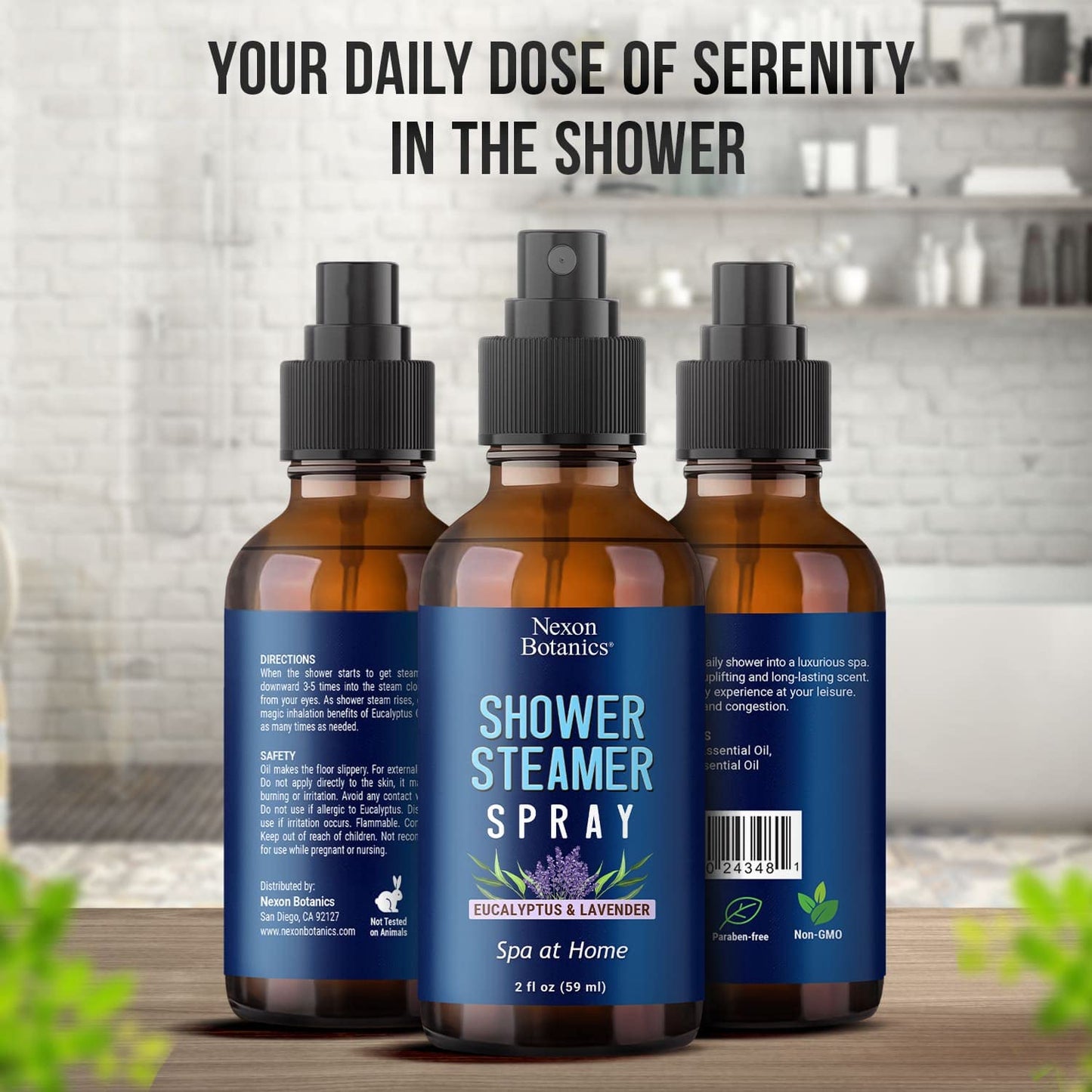 Eucalyptus & Lavender Shower Steamer Spray 2 fl oz – Aromatherapy Mist | Nexon Botanics