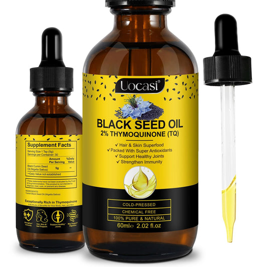 Uocasi Black Seed Oil – Cold Pressed, 100% Pure & Natural, Hair Growth & Skin Care, 2.02 Fl Oz BritishVita | Premium UK Vitamins & Wellness Supplements