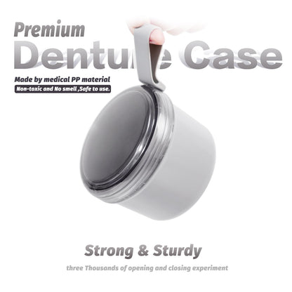 Uouovo Large Denture Bath Cup Grey – Leak-Proof Denture Case for Soaking & Cleaning