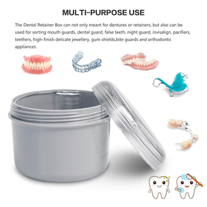 Uouovo Large Denture Bath Cup Grey – Leak-Proof Denture Case for Soaking & Cleaning