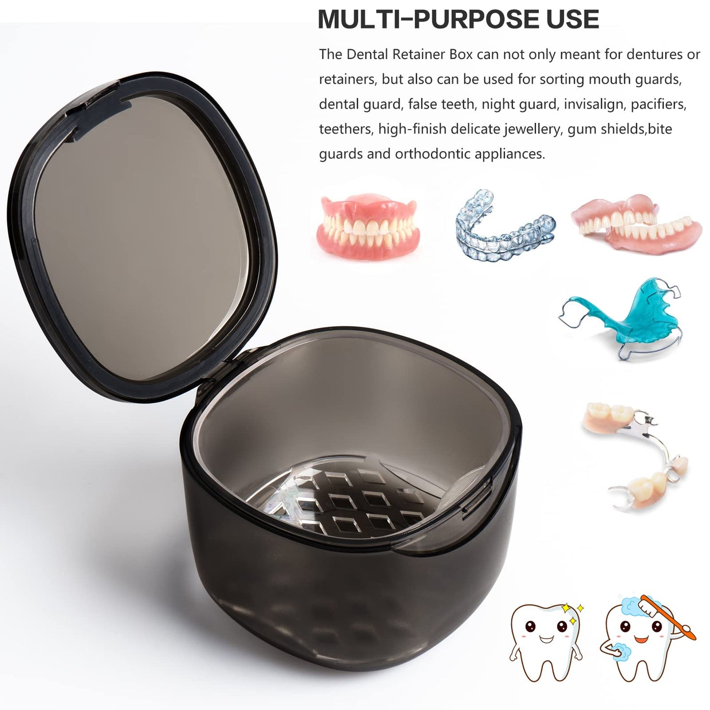 Uouovo Upgraded Denture Bath Box – No-Leak Case & Retainer Cleaner