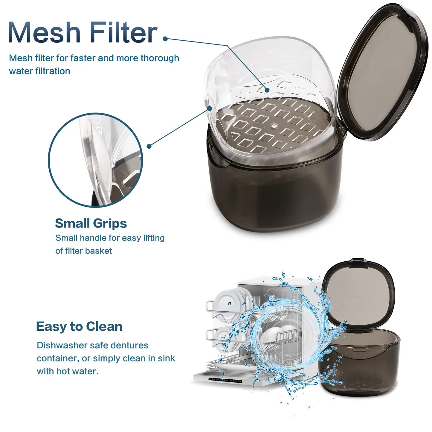 Uouovo Upgraded Denture Bath Box – No-Leak Case & Retainer Cleaner