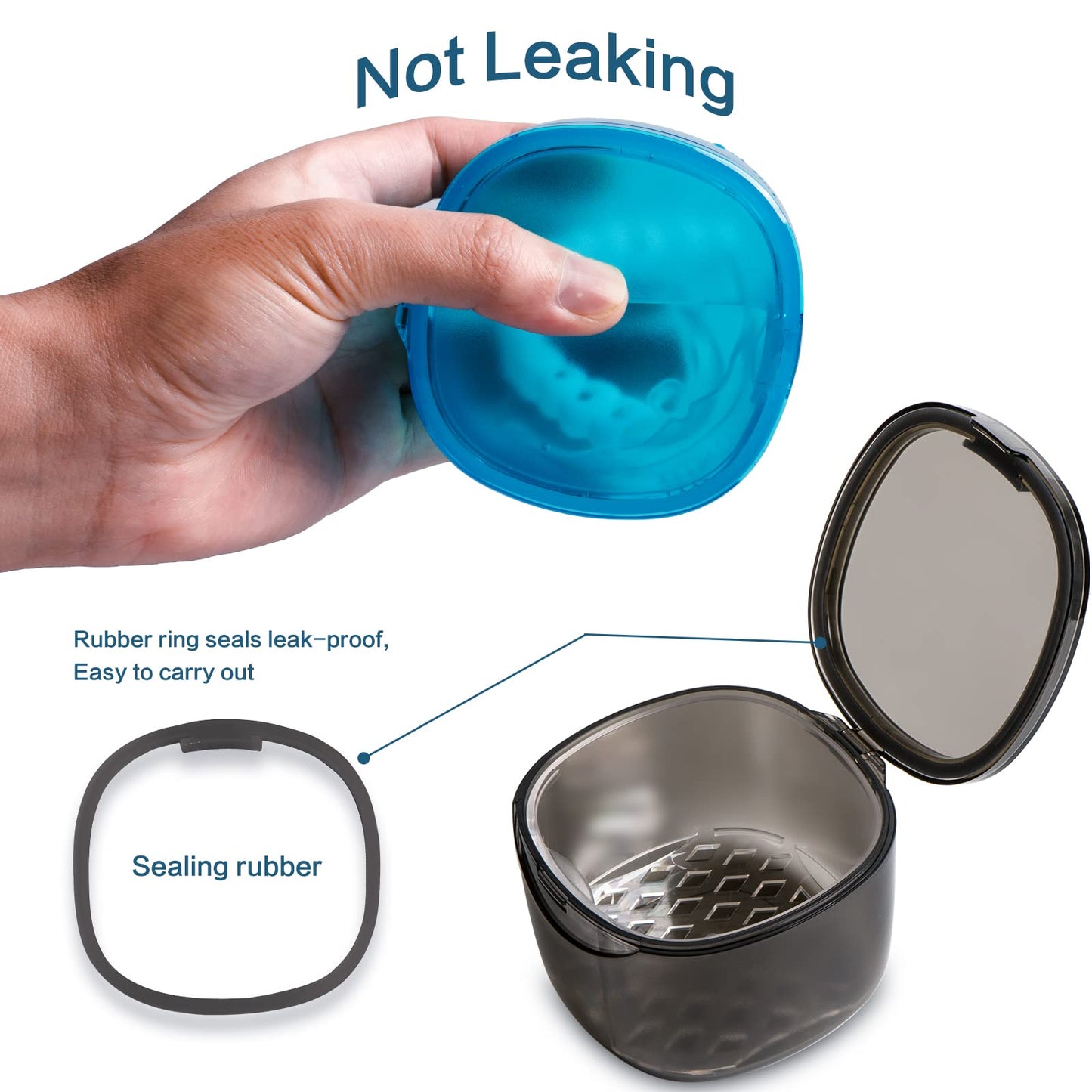 Uouovo Upgraded Denture Bath Box – No-Leak Case & Retainer Cleaner