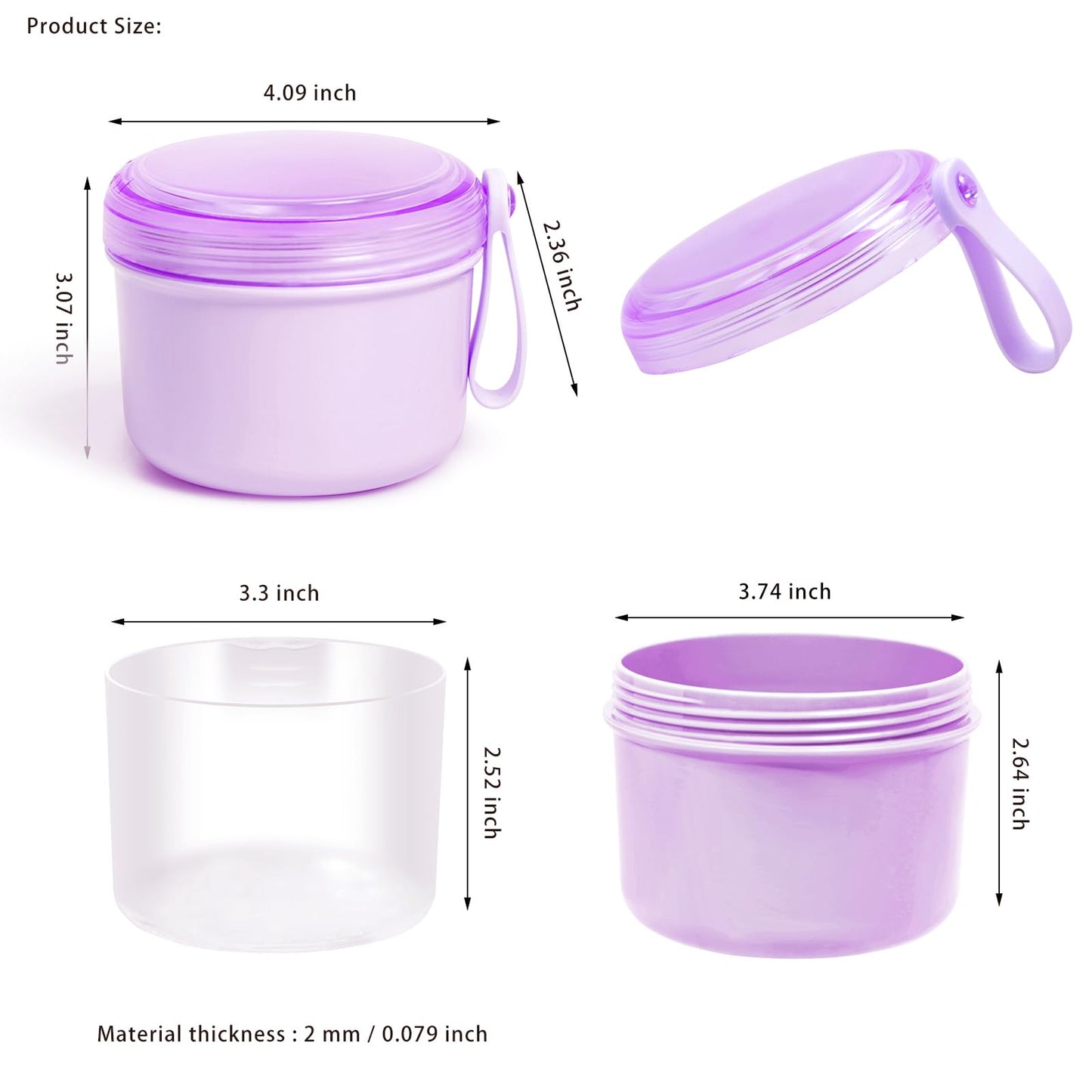 Uouovo Large Denture Case – No-Leak Travel Denture Cup (Purple)