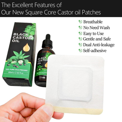 54Pack Hypoallergenic Castor Oil Pack Wrap for Belly Button — Disposable Self-Adhesive, 3.2 x 3.2 in