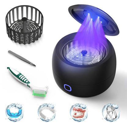 Upgraded Ultrasonic Retainer Cleaner 45kHz – Denture, Mouth Guard & Night Guard Cleaner with 200ml Pod