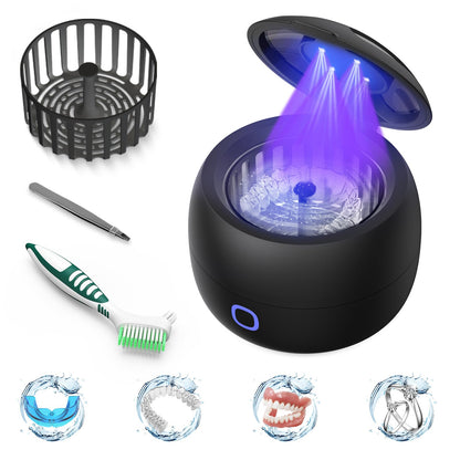 Upgraded Ultrasonic Retainer Cleaner 45kHz – Denture, Mouth Guard & Night Guard Cleaner with 200ml Cleaning Pod
