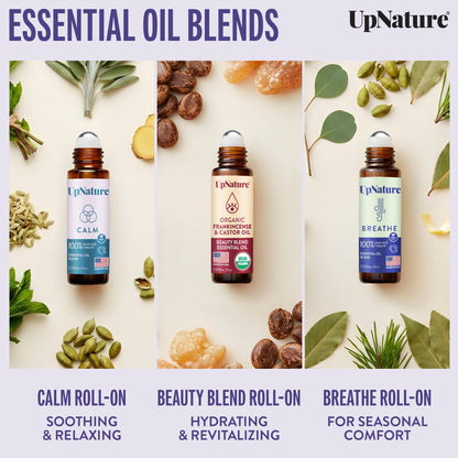 UpNature Essential Oil Roll-On Set – Calm, Beauty & Breathe | Self-Care Gifts
