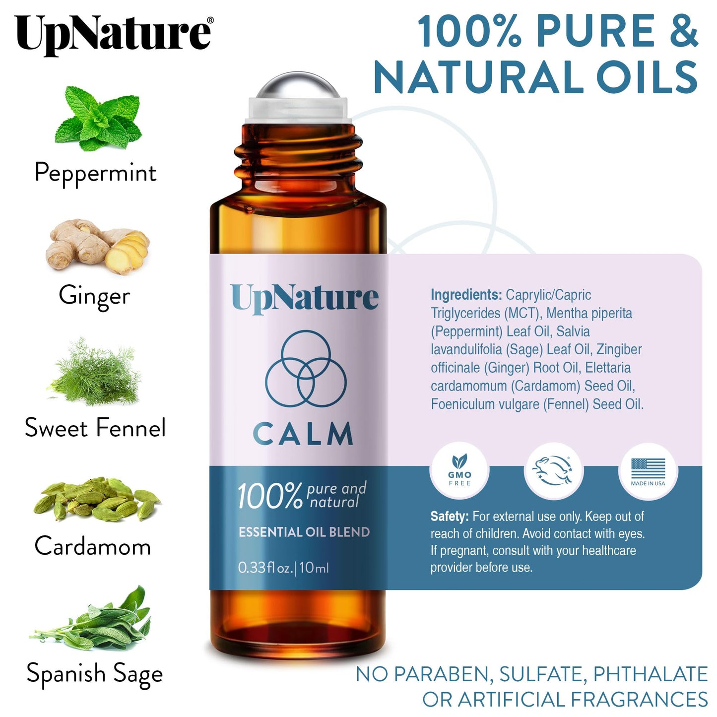 UpNature Calm Essential Oil Roll-On – 100% Natural Stress Relief