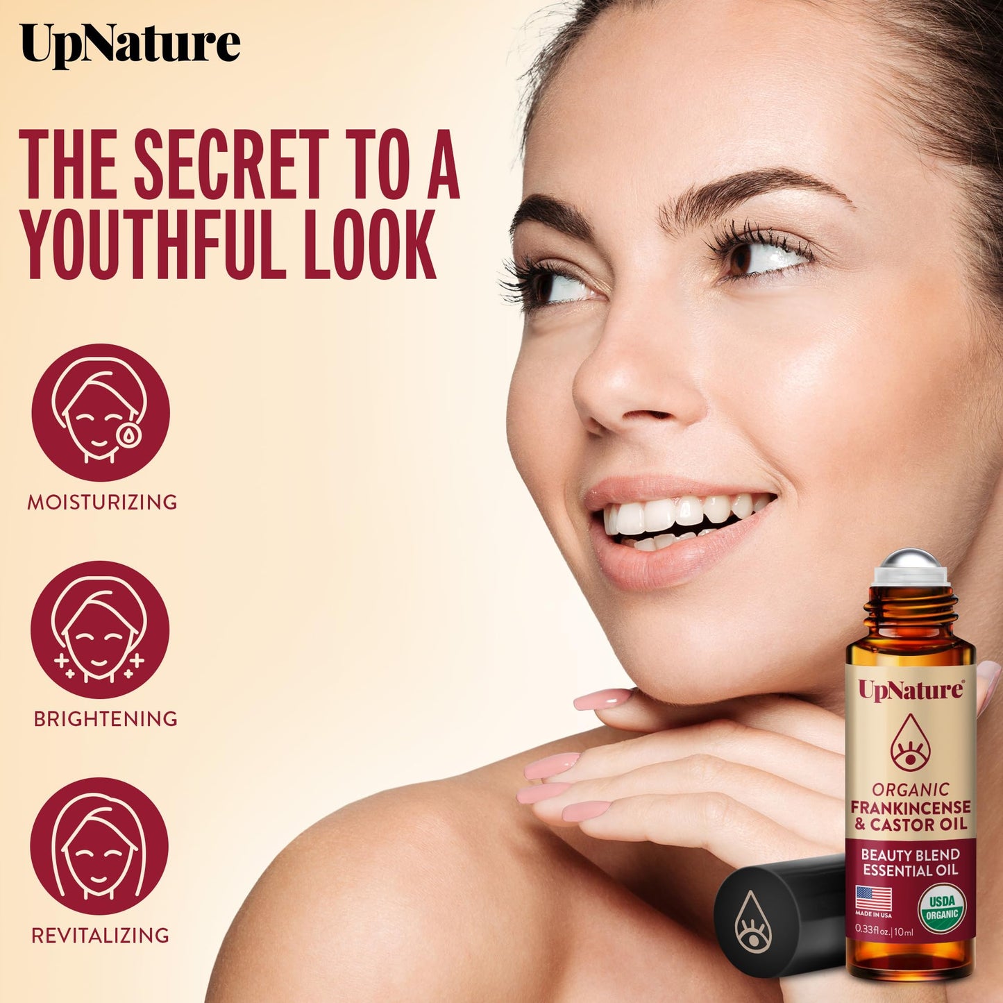 UpNature Organic Castor Oil & Frankincense Eye Roller – 100% Organic Face Care