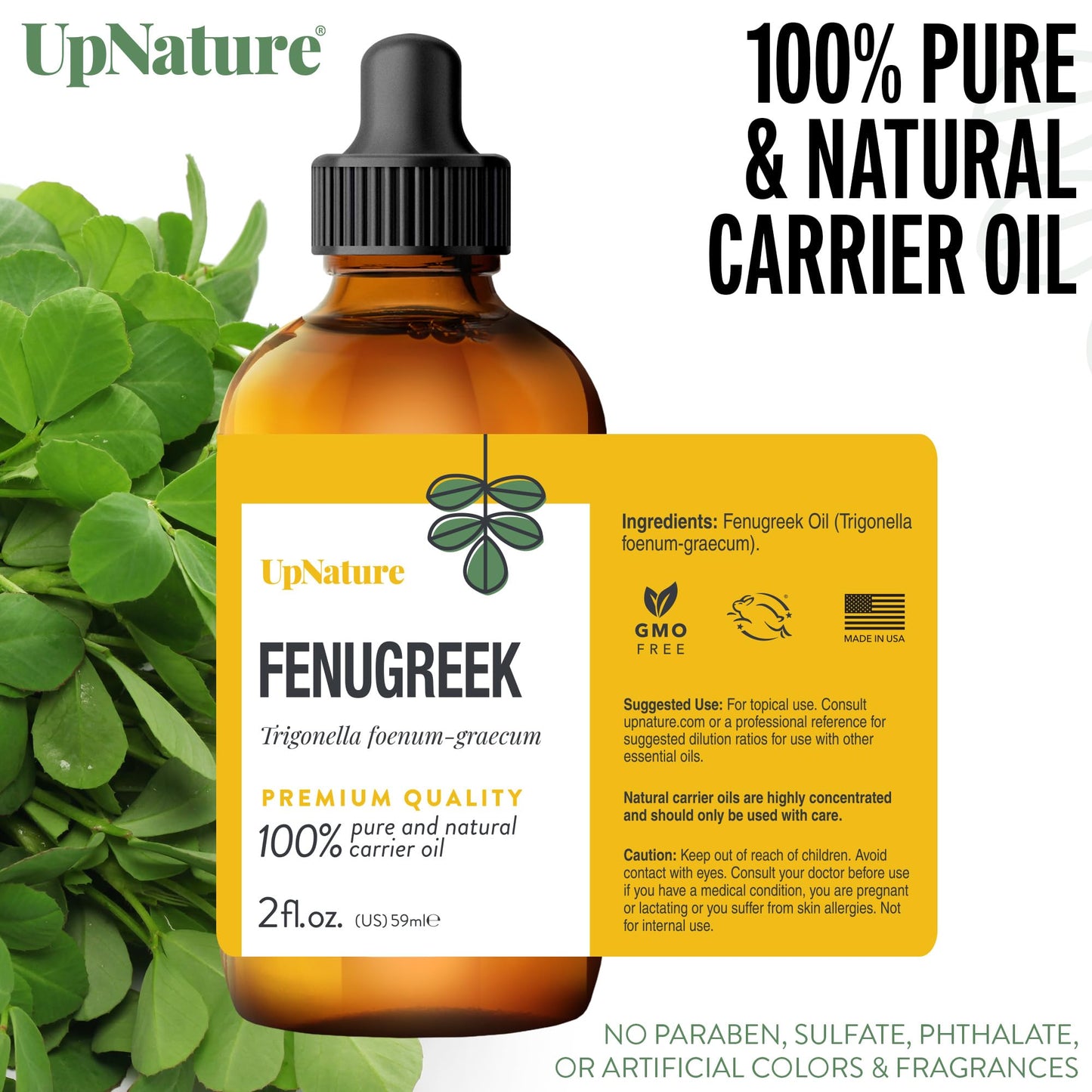 UpNature Fenugreek Oil - 100% Pure Fenugreek Seed Essential Oil (2oz)
