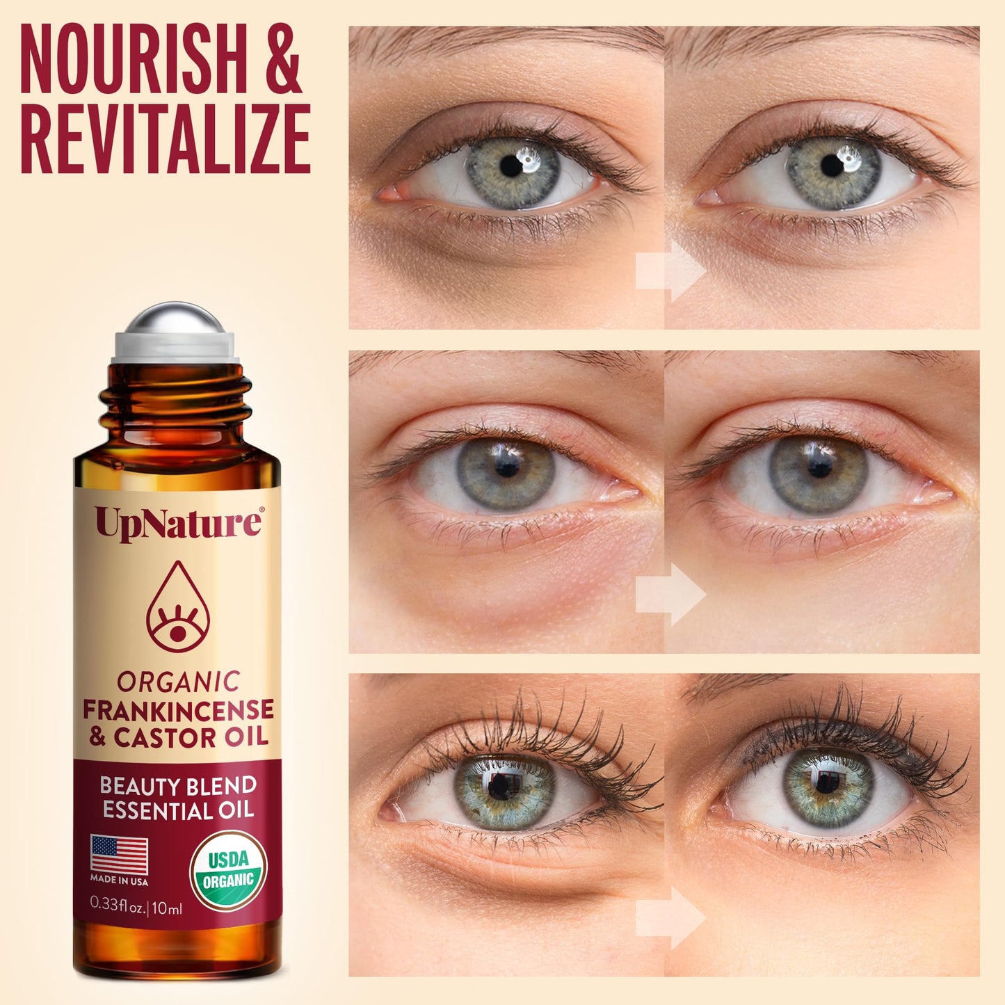UpNature Organic Castor Oil & Frankincense Eye Roller – 100% Organic Face Care
