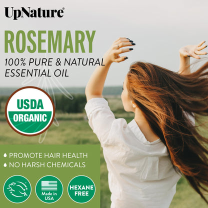 UpNature Organic Rosemary Oil - 100% Pure Rosemary Oil for Hair, Scalp & Skin - 2oz