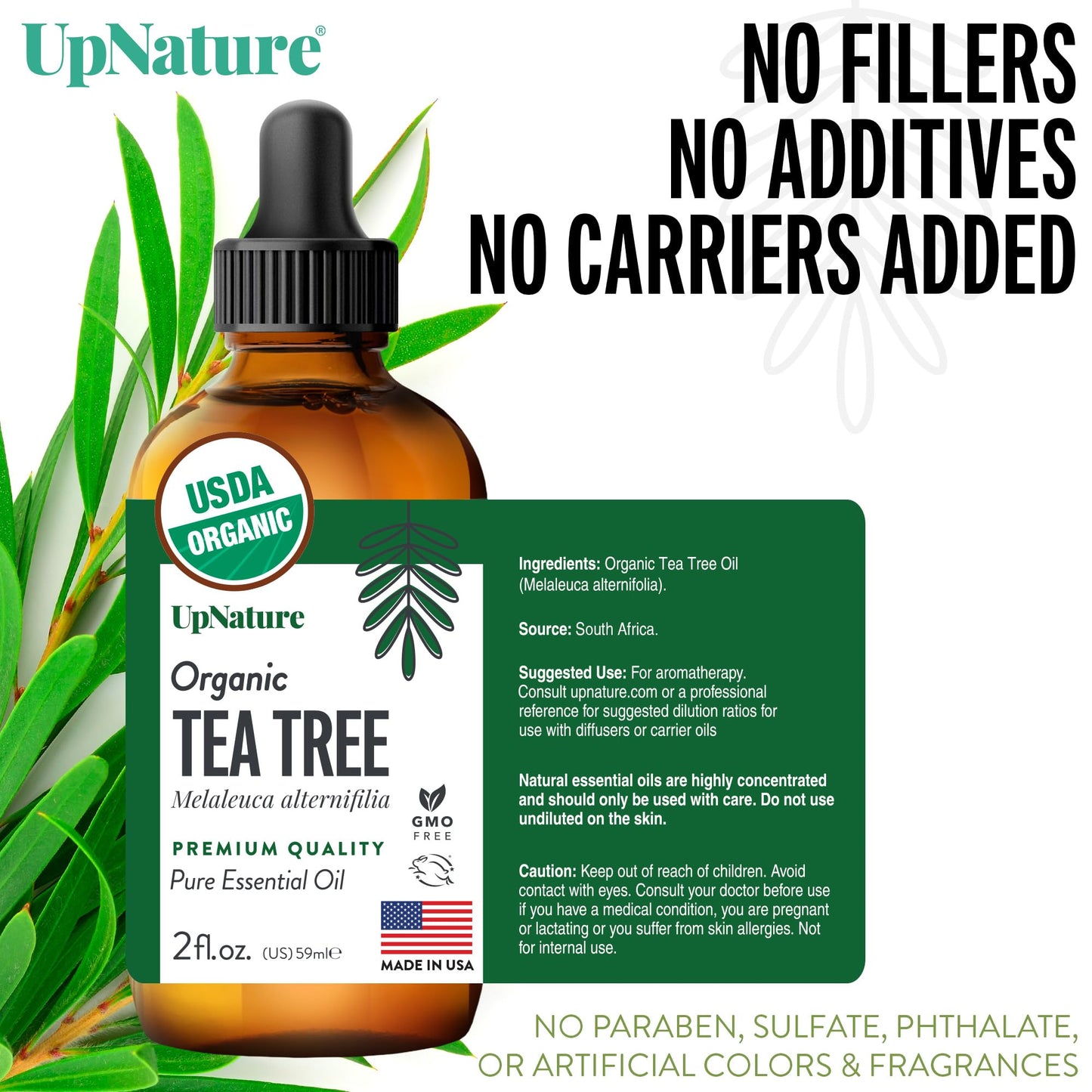 UpNature Organic Tea Tree Oil – 100% Pure Tea Tree Essential Oil 2oz