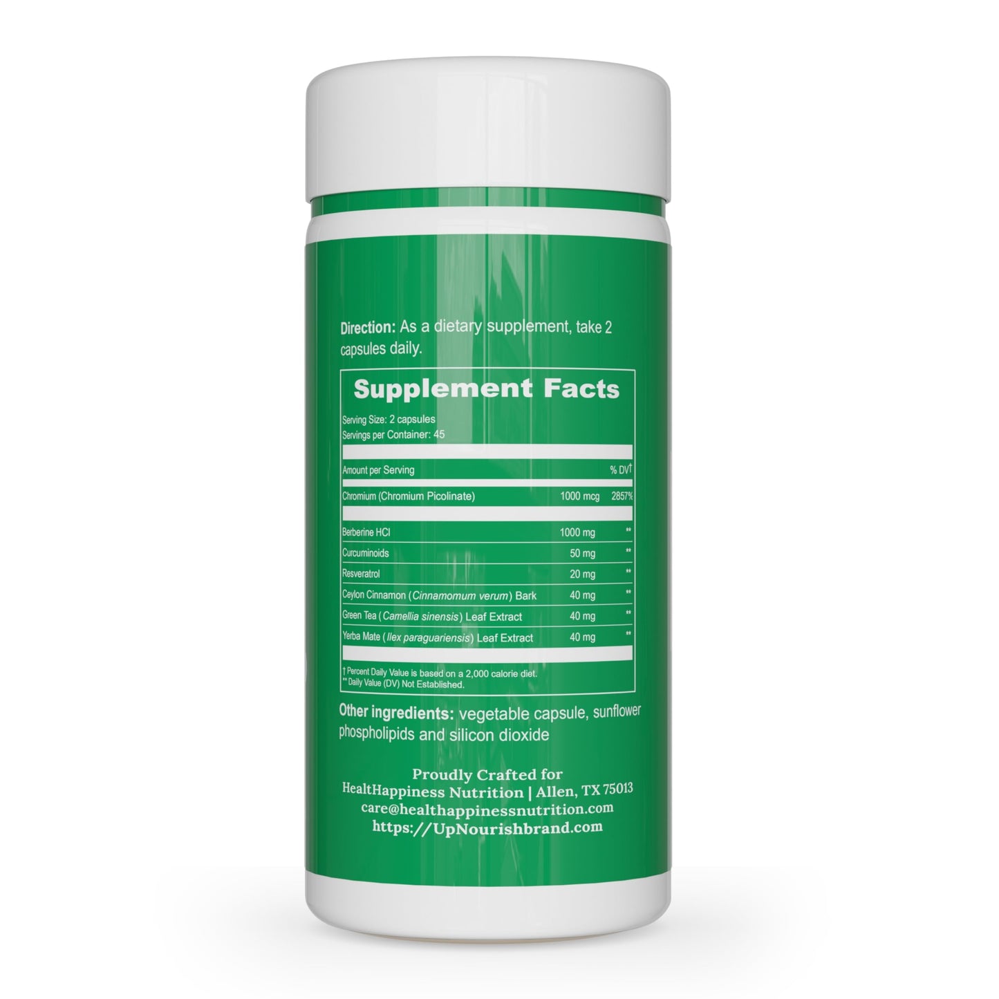 UpNourish Liposomal Berberine 1000mg – Cinnamon, Chromium, Curcuminoids & More | 90 Vegan Capsules