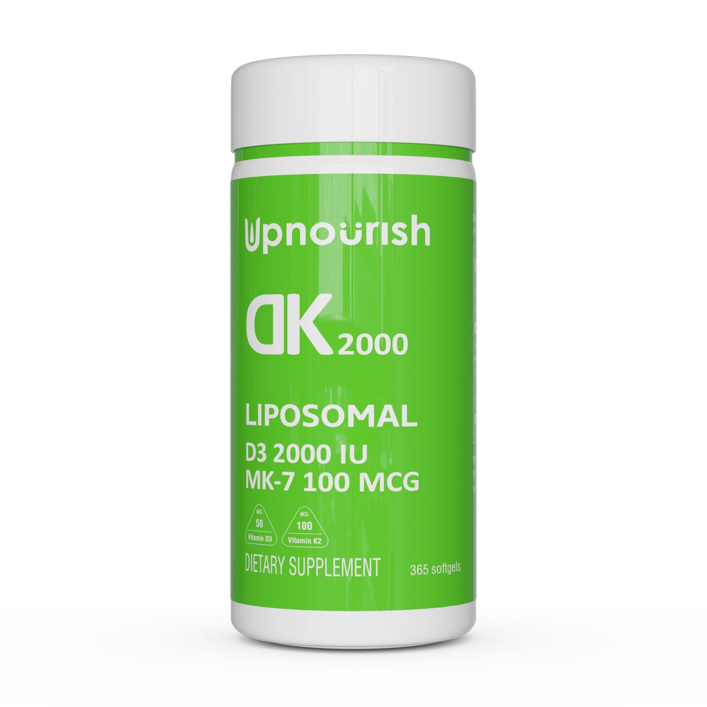 UpNourish Liposomal Vitamin D3 K2 2000 IU with MK-7 100 mcg | 365 Mini Softgels