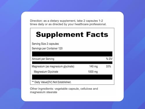 UpNourish Magnesium Glycinate Chelate 500mg Capsules – Highly Absorbable Magnesium for Sleep & Calm