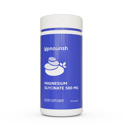 UpNourish Magnesium Glycinate Chelate 500mg Capsules – Highly Absorbable Magnesium for Sleep & Calm
