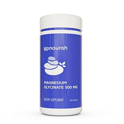 UpNourish Magnesium Glycinate Chelate 500mg Capsules – Highly Absorbable Magnesium for Sleep & Calm