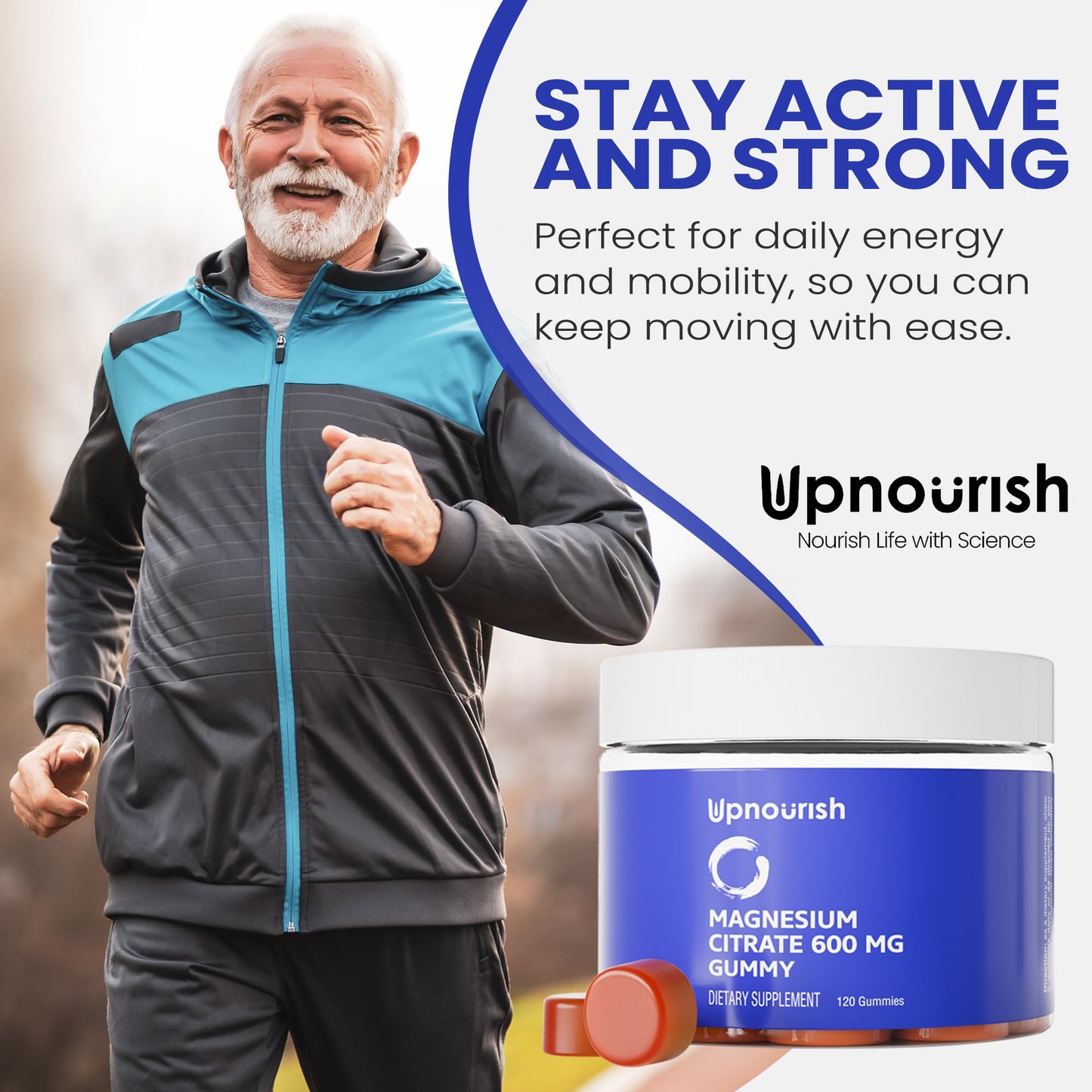 UpNourish Magnesium Gummies – 600mg Magnesium Citrate for Adults & Kids