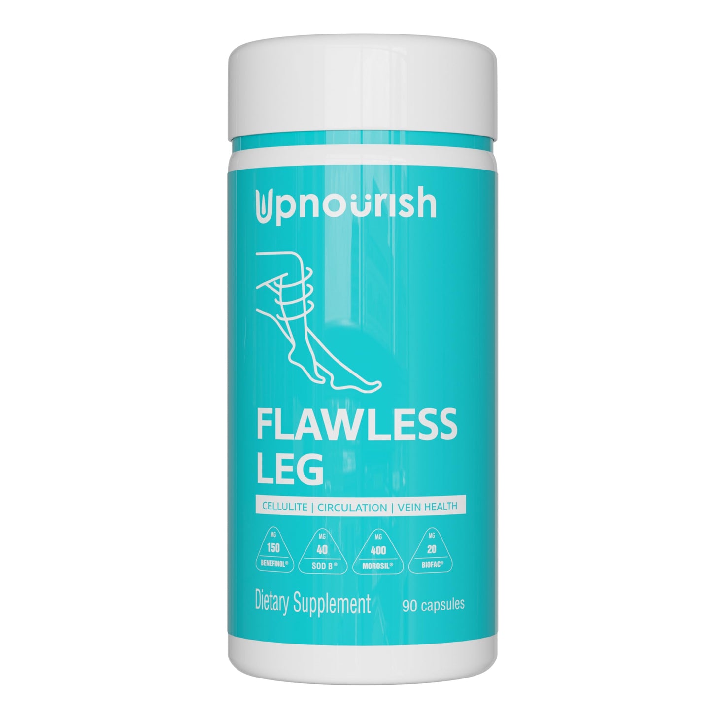 UpNourish Cellulite & Vein Health Supplement with Caviar Collagen, SOD DIMPLESS, MOROSIL | 90ct