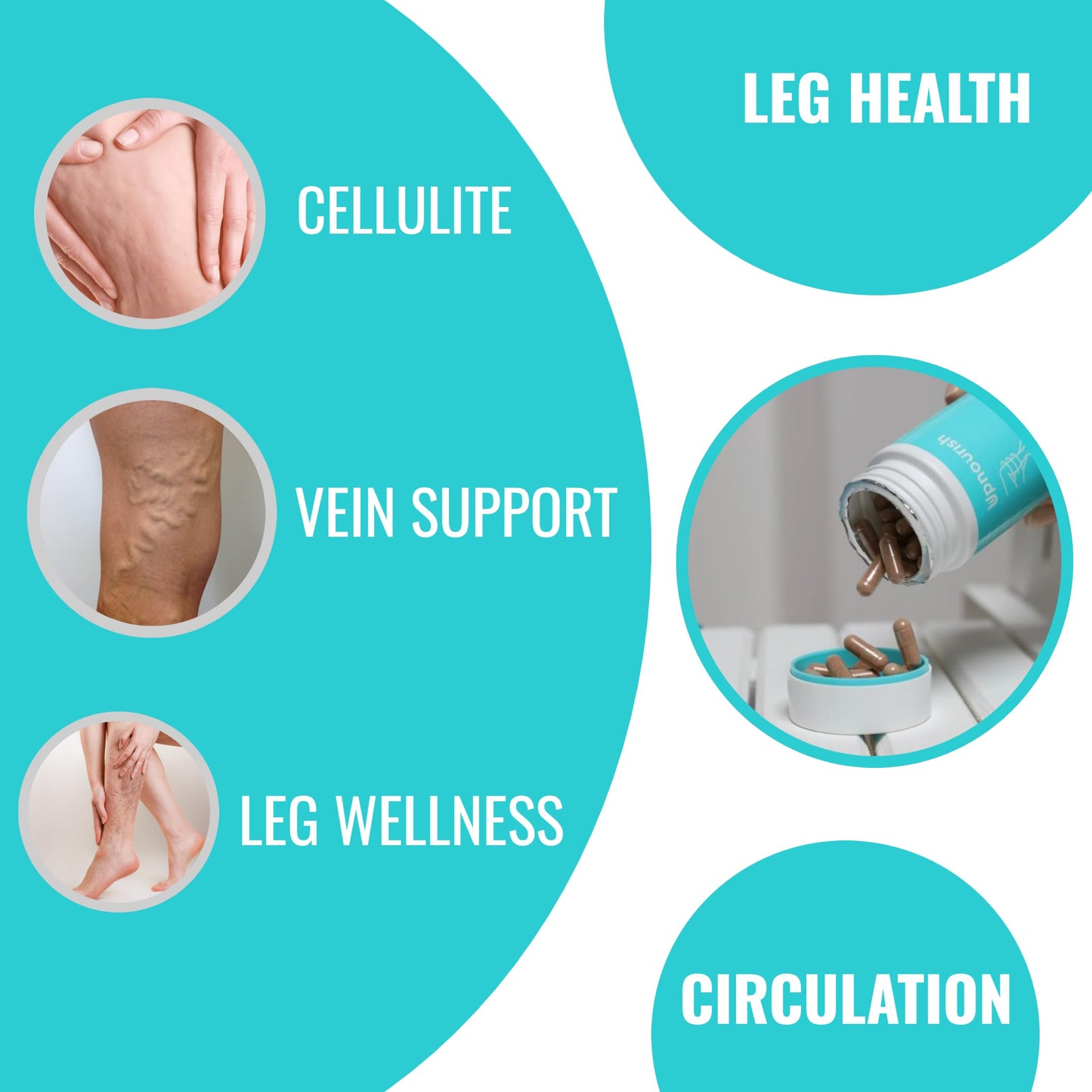 UpNourish Cellulite & Vein Health Supplement with Caviar Collagen, SOD DIMPLESS, MOROSIL | 90ct